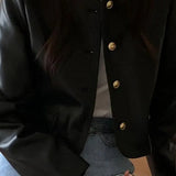Retro O-Neck PU Leather Jacket