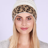 Leopard Print Slouchy Knit Beanie Hat