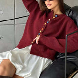 Color Button Knit Cardigan Sweater