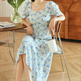 Printed Square Neck Floral Dress