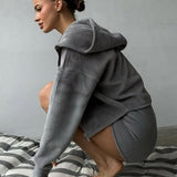 Fuzzy Solid Cardigan Tank Three Piece Set