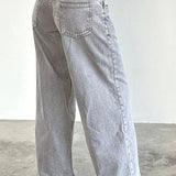 Solid Color Wide Leg Denim Jeans