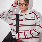 Relaxed Collared Striped Long Sleeve Blouse