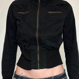 Casual Girdling Waist Black Jacket