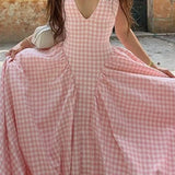 Elegant Waist-Pleated Maxi Dress