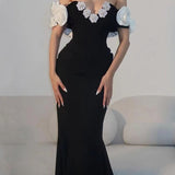 One - shoulder 3D Floral Bandage Fishtail Party Dress
