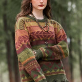 Distressed Geometric Knit Sweater
