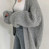 Chic Oversized Lantern Sleeve Cardigan