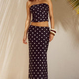 Printed Ruched Tube Top Two Pieces Set