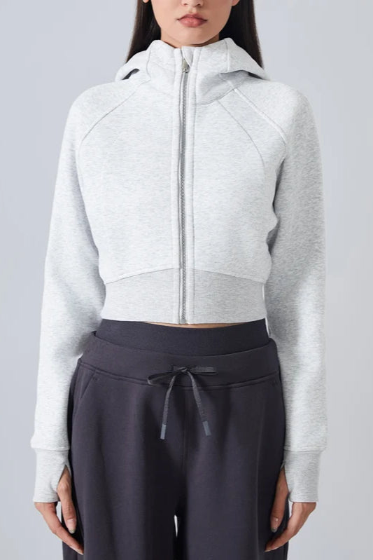 Cropped Fleece Workout Jacket