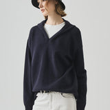 Slouchy V-Neck Hooded Sweater