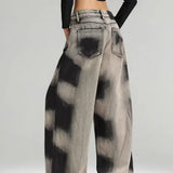 Vintage Grey Tie Dye Wide Leg Jeans