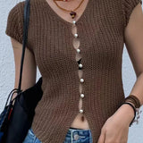 Knitted V-Neck Cropped Cardigan
