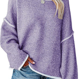 Loose Soft Chunky Knit Long Batwing Sleeve Pullover Sweater
