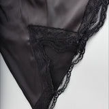 High Waist Lace Panel Slit Office Mini Skirt