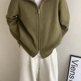 High Neck Double Zip Sweater