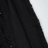 Solid Turtleneck Long Sleeve Lace Rhinestone Bodycon Mini Dress