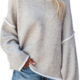 Loose Soft Chunky Knit Long Batwing Sleeve Pullover Sweater