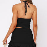 Sexy V Neck Cutout Halter Cami Bodycon Skirt Set