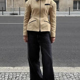Waist Cinched Colorblock Jacket