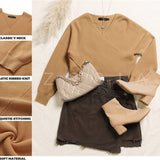 Women's Long Sleeve Wrap Casual Off Shoulder Crop Knitted Pullover Sweater