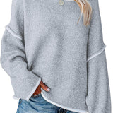 Loose Soft Chunky Knit Long Batwing Sleeve Pullover Sweater