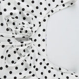 Polka Dot Contrast V Neck Sleeveless Crop Top