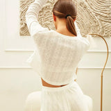 Soft Casual Cutout Jacquard Two Piece Set