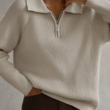 Polo Collar Knit Pullover Sweater
