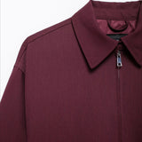 Burgundy Casual Zip Jacket