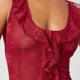 Chic Ruffle Detail Lace Up Corset Tank Top