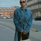 Belted Patchwork Denim Jacket