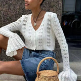 Hollow Out Knit Cropped Cardigan