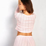 Soft Casual Cutout Jacquard Two Piece Set