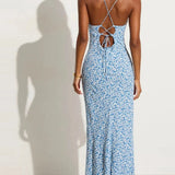 Printed Square Neck Sleeveless Floral Dress