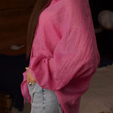Solid Casual Chic Long Sleeve Blouse