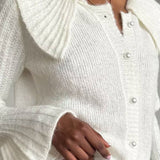 Fashionable Polo Bell Sleeve Sweater