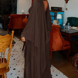 Elegant Backless Sash Sheer Shawl Two Piece Set