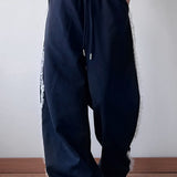 Lace Trim Wide Leg High Waist Pants