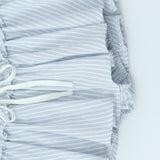 Striped Long Sleeve Shirt High Waist Tie Mini Skirt Set