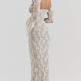 Bodycon Lace Flare Sleeve Maxi Dress