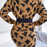 Leopard Turtleneck Sweater Dress