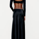Slim High Waist Satin Texture Straight Midi Skirt