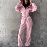 Hooded Drawstring Two Piece Pants Set