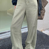 Edgy High Waist Cargo Wide Leg Curved Jeans