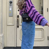 Striped Knit Pullover Sweater