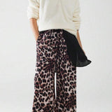 Chic Leopard Print Relaxed Wide Leg Pants