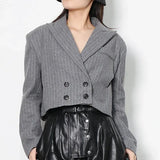 Striped Double Button Blazer