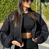 Cropped Sports Bomber Jacket