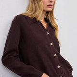 Single Button V-Neck Knit Sweater